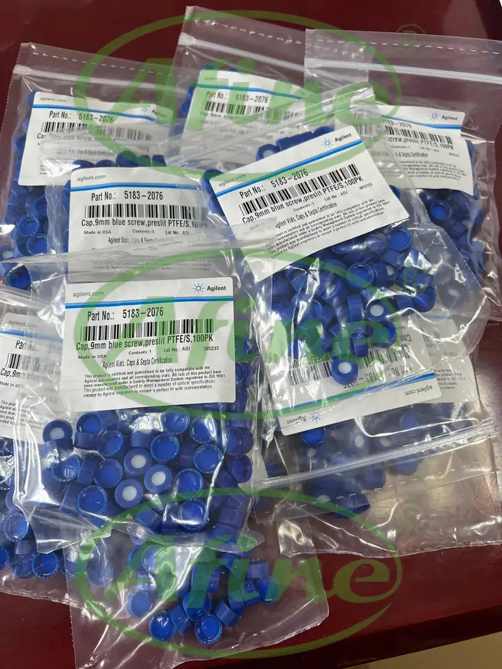AFINE Agilent 5183-2076 블루 스크류 탑 바이알 캡 프리슬릿 PTFE/실리콘 100/Pk 2 ml