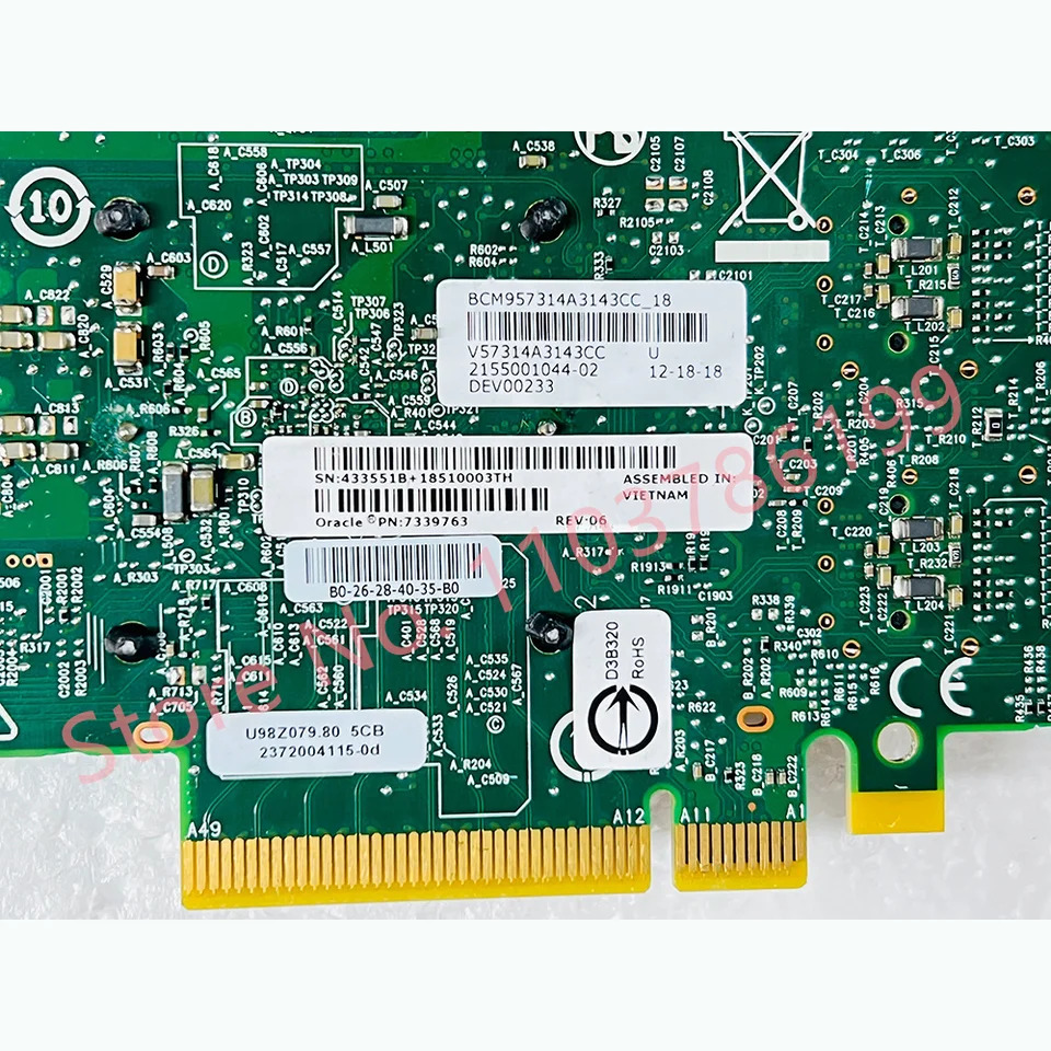 오라클 듀얼 포트 광섬유 이더넷 카드기가비트 PCIE x 8 25GB BCM957314A 7339763