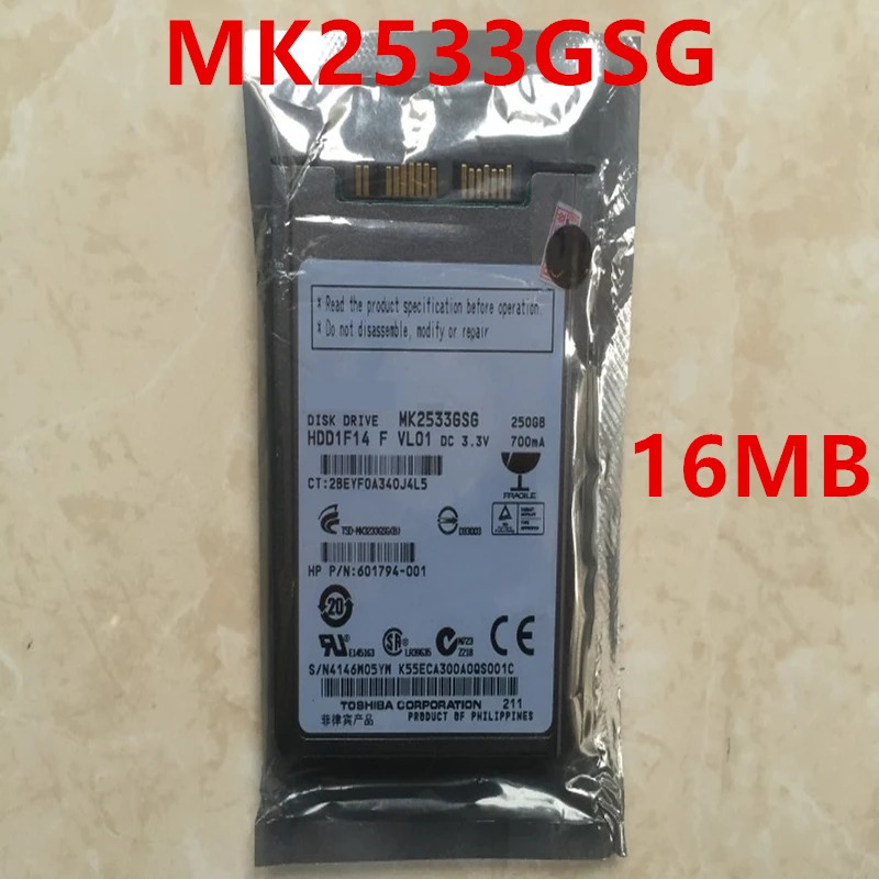 도시바호환 250G 노트북내장 하드 오리지널 HDD 1.8 인치 SATA 3 Gb/s 16MB 5400RPM MK2533GSG 신