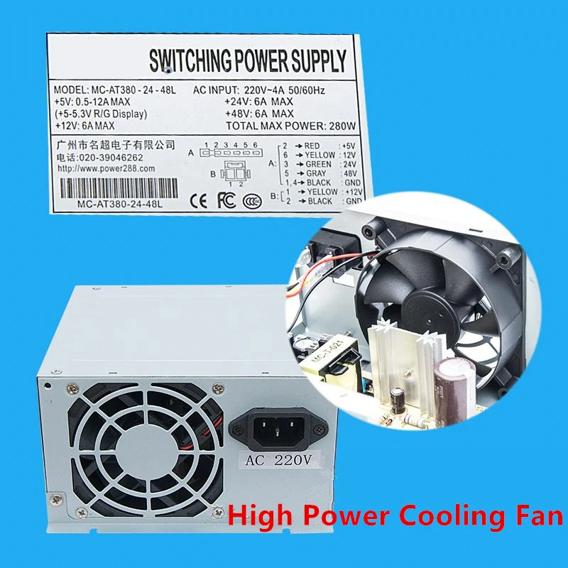 Mingchao오리지널 인형 기계 PSU 전원공급장치 MC-AT380-24-48L AC220V 280W