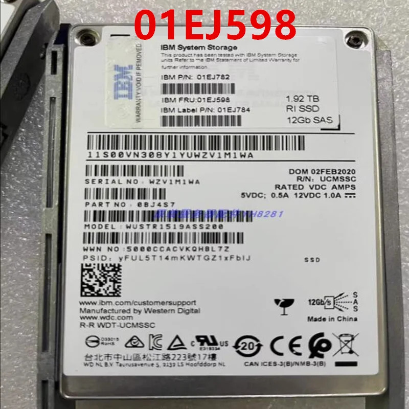 IBM 1.92T 2.5 인치 SAS SSD 01CX804 01EJ598 01EJ782 01EJ784 오리지널 솔리드 스테이트 드라이브 거신