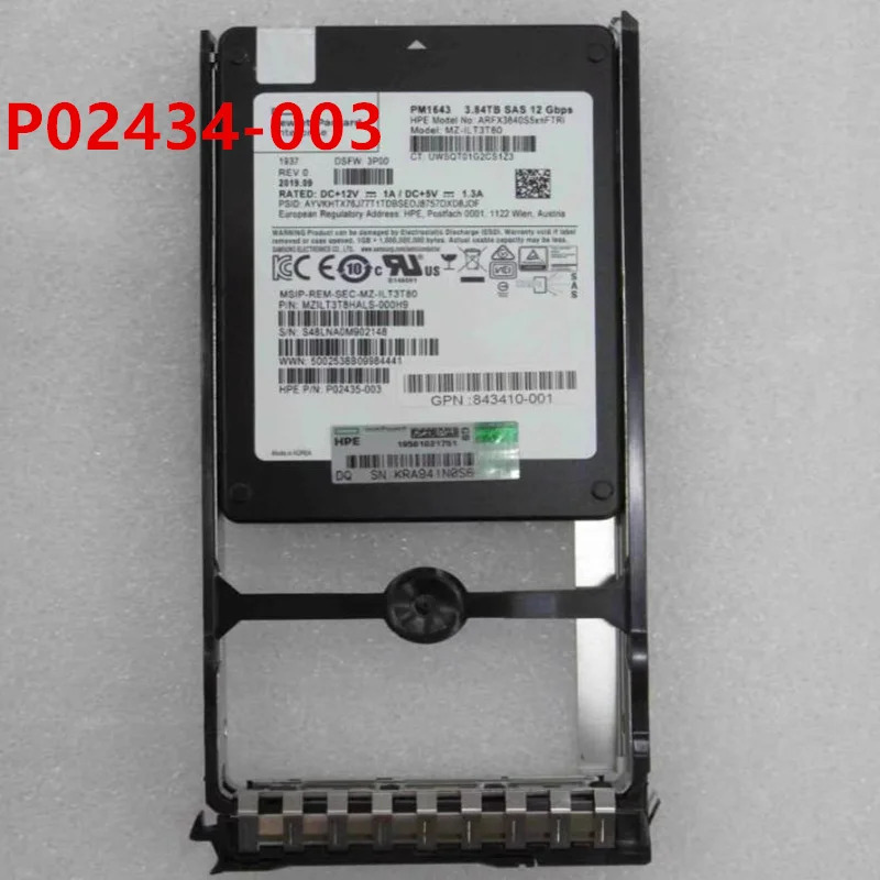 M0T65B P02434-003hp호환 3PAR 20000 3.84TB 2.5 SAS SSD새 솔리드 스테이트 드라이브 806950 -001
