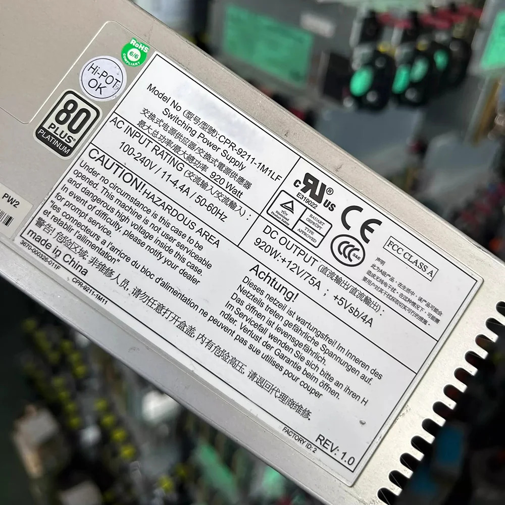 CPR-9211-1M11 컴퓨터스위칭 전원공급장치 CPR-9211-1M1LF 920W