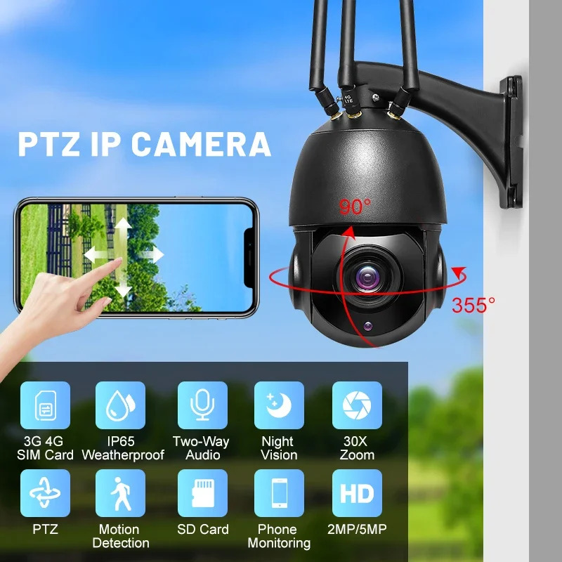 와이파이 보안 PTZ 카메라 CCTV 30X 줌 IP 8Mp 무선 4K 야외 시스템