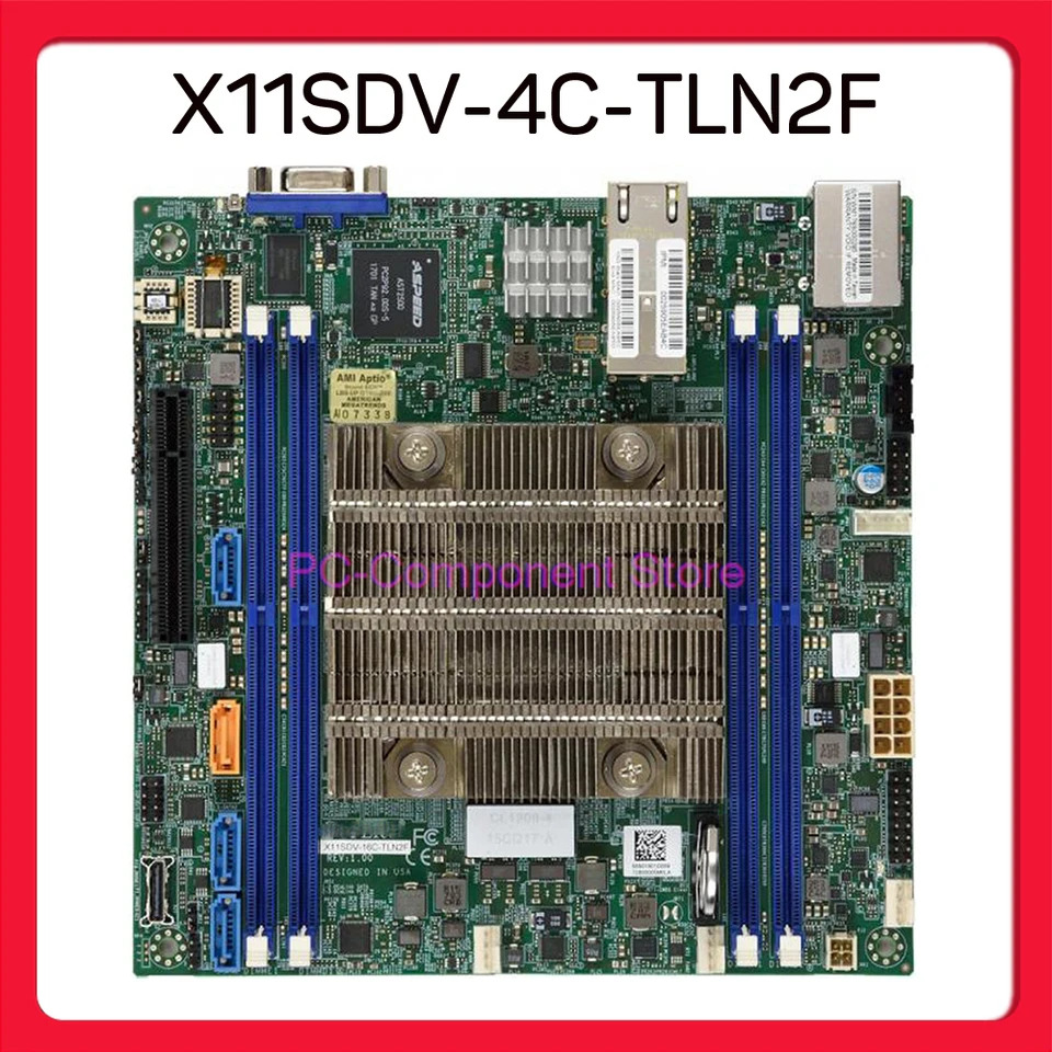 4코어 ITX 마더보드Supermicro10GbE 네트워크 포트 소프트 라우트 가상화 X11SDV-4C-TLN2F