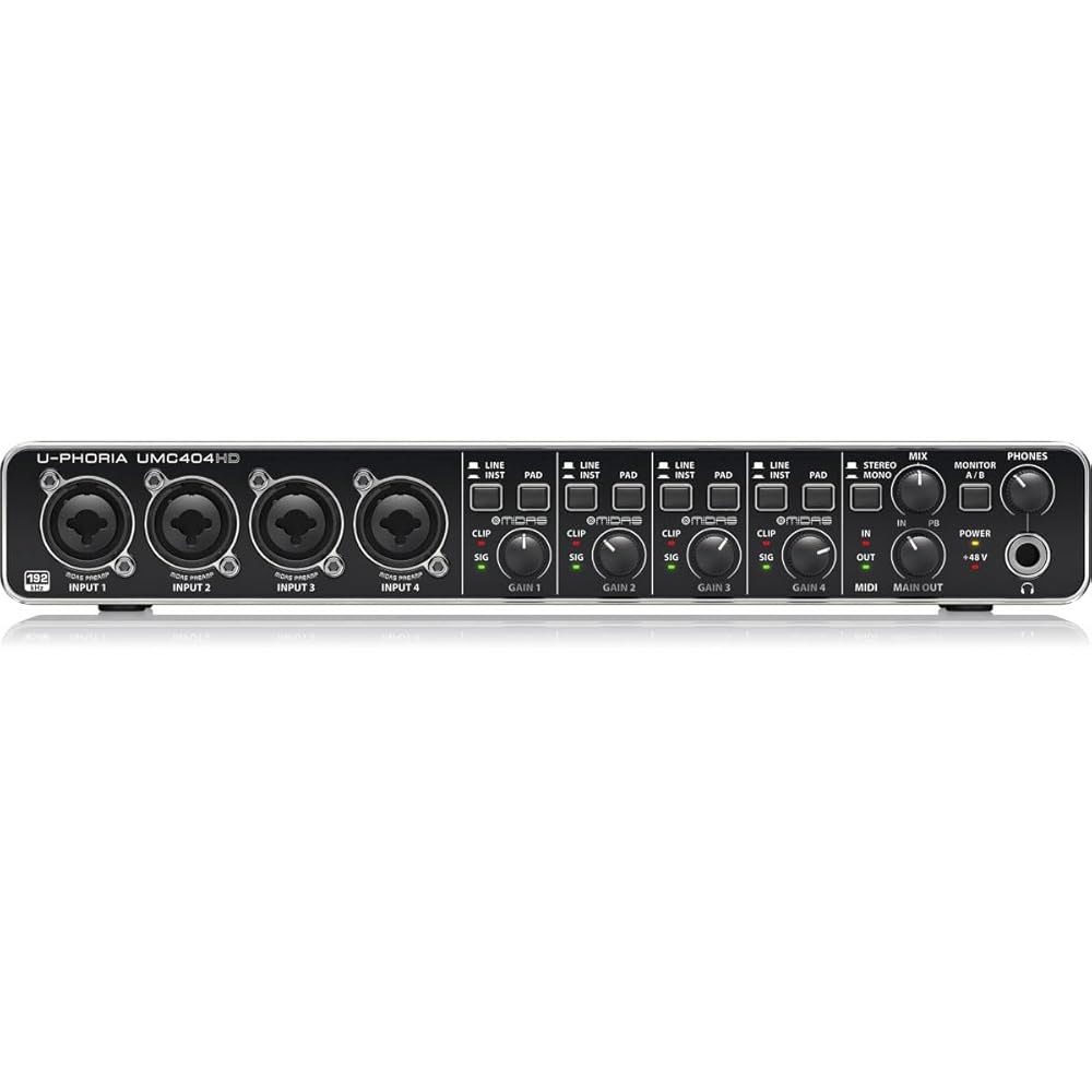 Behringer U-PHORIIA UMC404HD 오디오 파일 4x4, 24비트 / 192kHz USB MIDi 인터페이스, Midas Mic 프리앰프 포함 - 상세 이미지 3