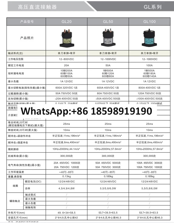 DC 접촉기 400A 릴레이 GL400AT 24VDC 코일 신에너지