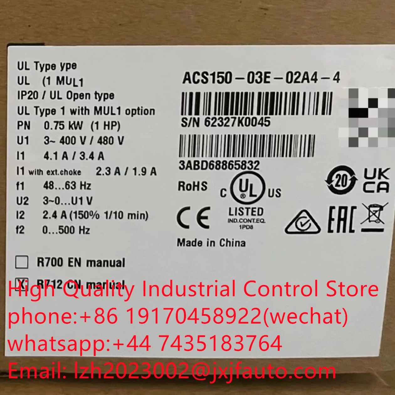 ACS150 시리즈 VCS150-03E-01A9-4 납품 3ABD68865824