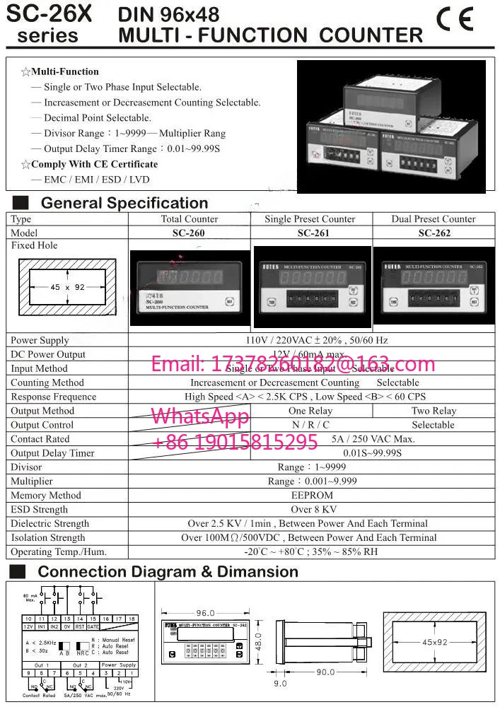SC262 90265VAC FOTEK 카운터 새 원본