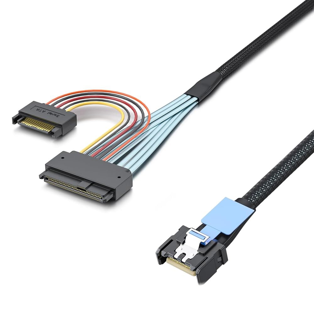 MCIO to U.2, 4X SFF-TA-1016 SFF-8639 IO SATA for 15Pin Cable Power, NVMe GEN4 & Backplanes SSD 0.5-m - 상세 이미지 2