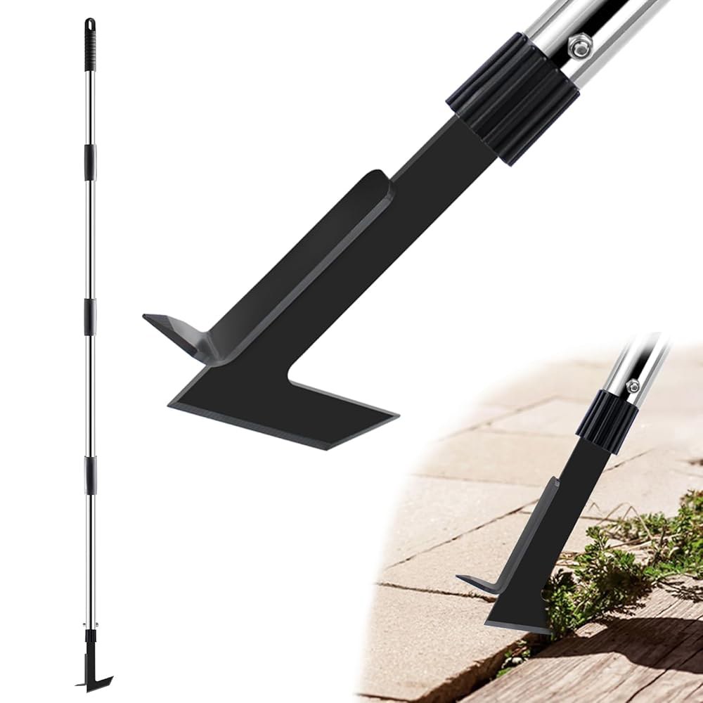 균열 제초기 도구 - 2 in 재료 제거 보도 152.4cm(60인치) 잡초 L자형 진입로 포장 제초 수동 정원용 파티오 1 마당 원예, 풀러 틈새 - 상품 이미지