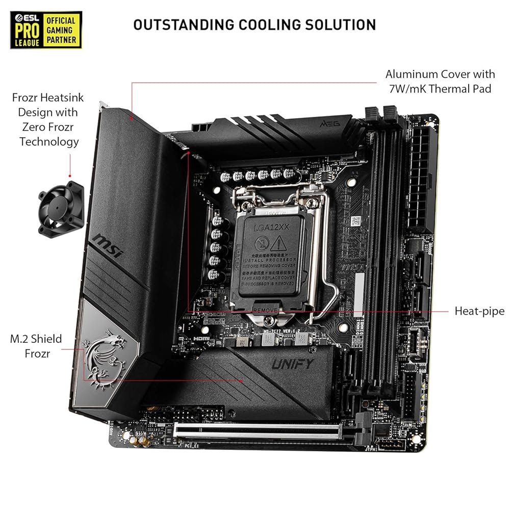 MSI MEG Z490I Unify 게임 마더보드 Thunderbolt M.2 2 Intel Fi Wi LAN 1200 Gen 10th 6 Gigabit ITX) Mini CFX - 상세 이미지 2