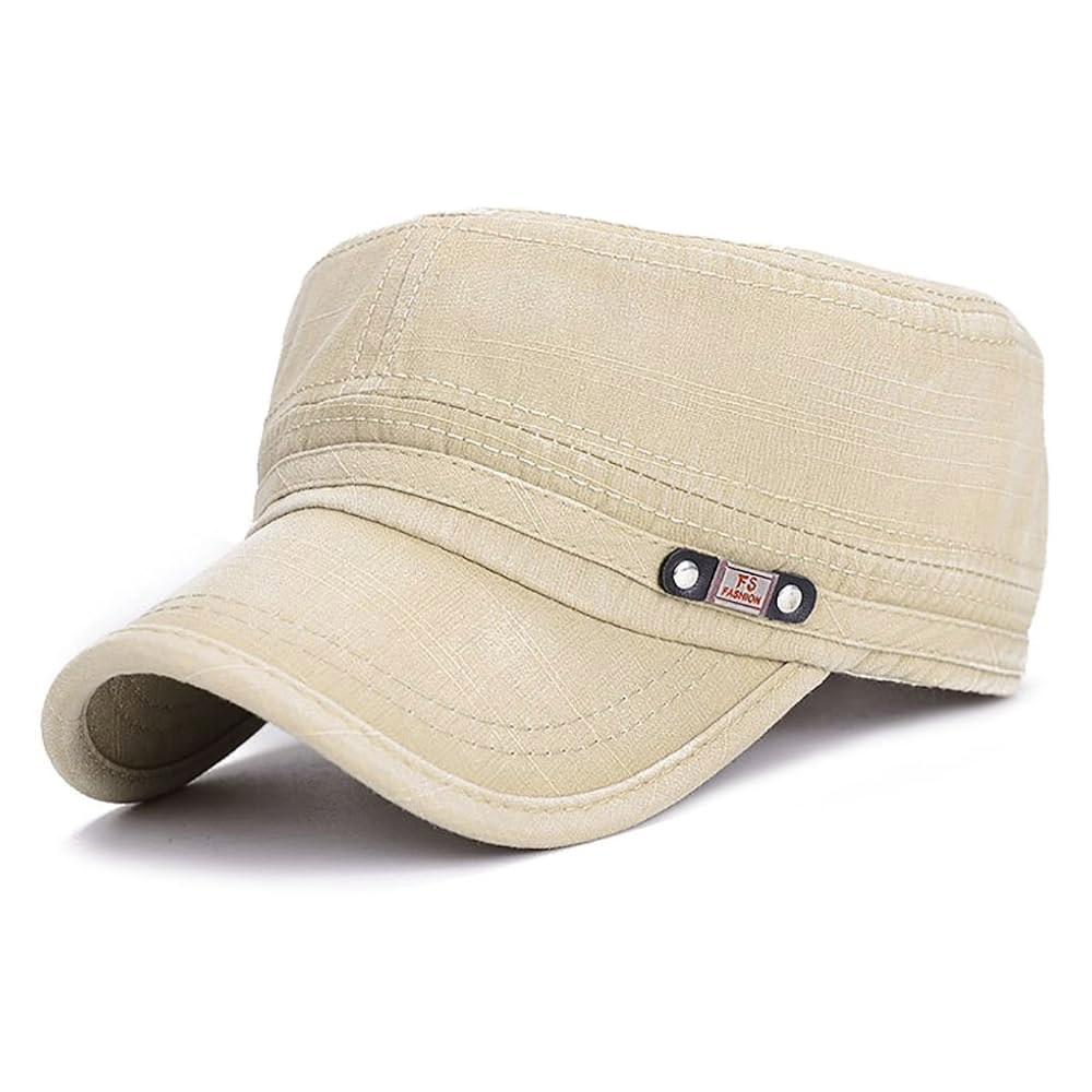 글래머스타 유니 사관생도 아미 캡 워싱 코튼 트윌 군용 모자 플랫 Beige One Size - 상품 이미지