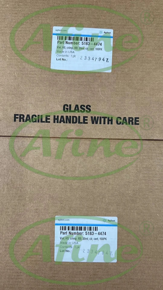 AFINE Agilent 5183-4474 투명 크림프 탑 헤드 스페이스 바이알 캡 둥근 바닥 인증 23x75mm 100/pk 20 mL