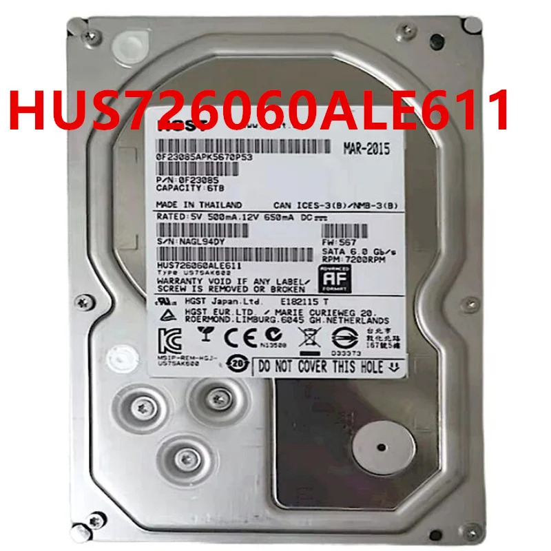 HGST 데스크탑 HDD오리지널 하드 HUS726060ALE611 6TB SATA 3.5 인치 7200RPM 128MB