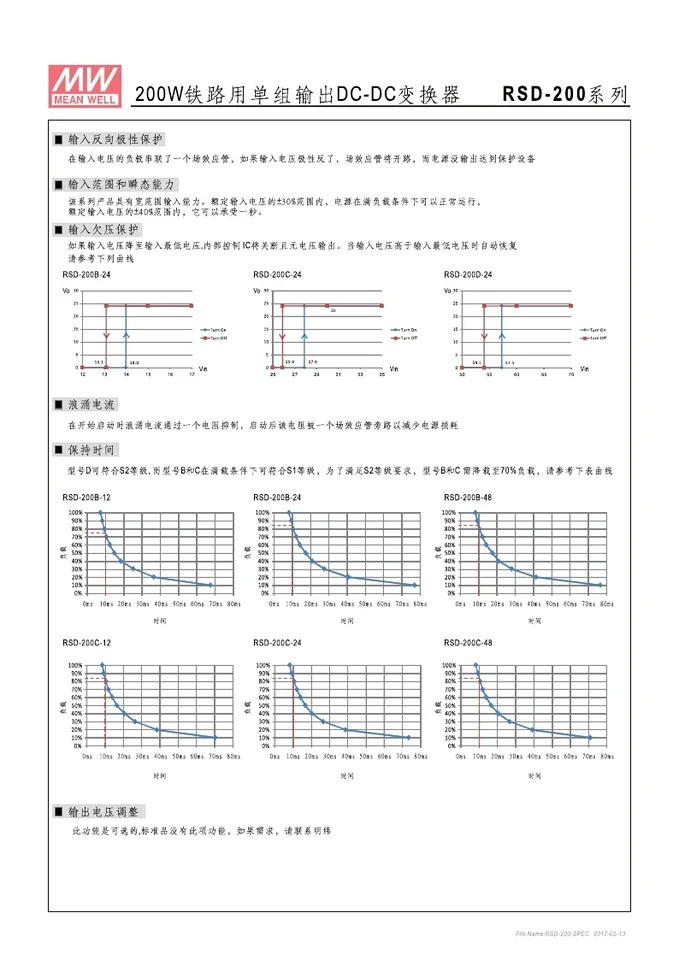 Mingwei DC-DC 스위칭 전원공급장치 RSD-200D-48 200W 57.6-154 V 변경 48V 4.2A 신