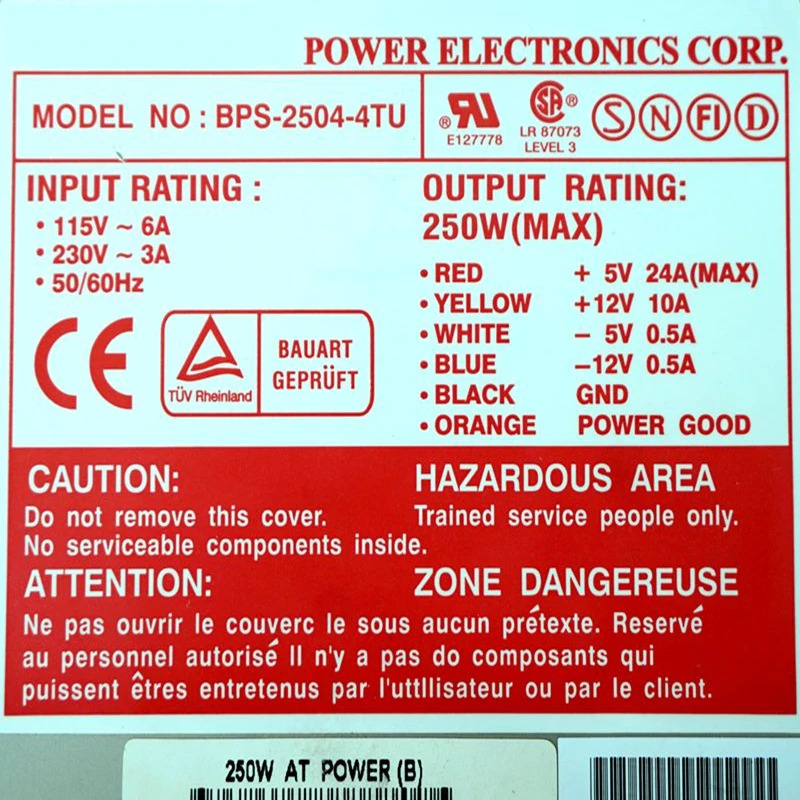 Bestec AT P8P9 PSU 250W 전원공급장치 BPS-2504-4TU 신