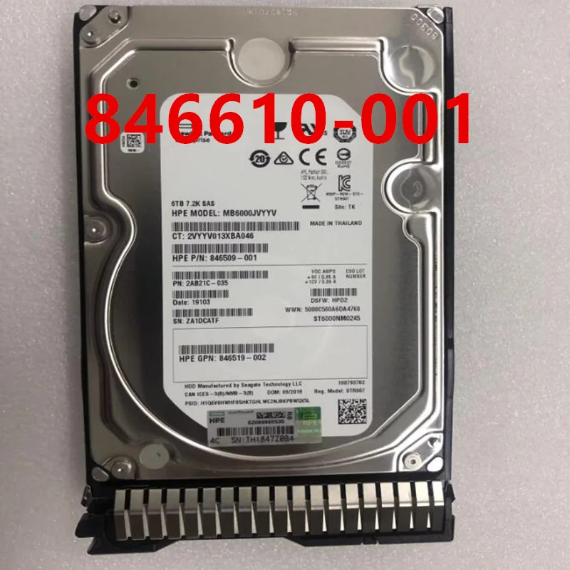 hp호환 6TB SAS 3.5인치 7200RPM 128MB 하드 드라이브새 846610 -001 846519 -002 846509 846514 -B21
