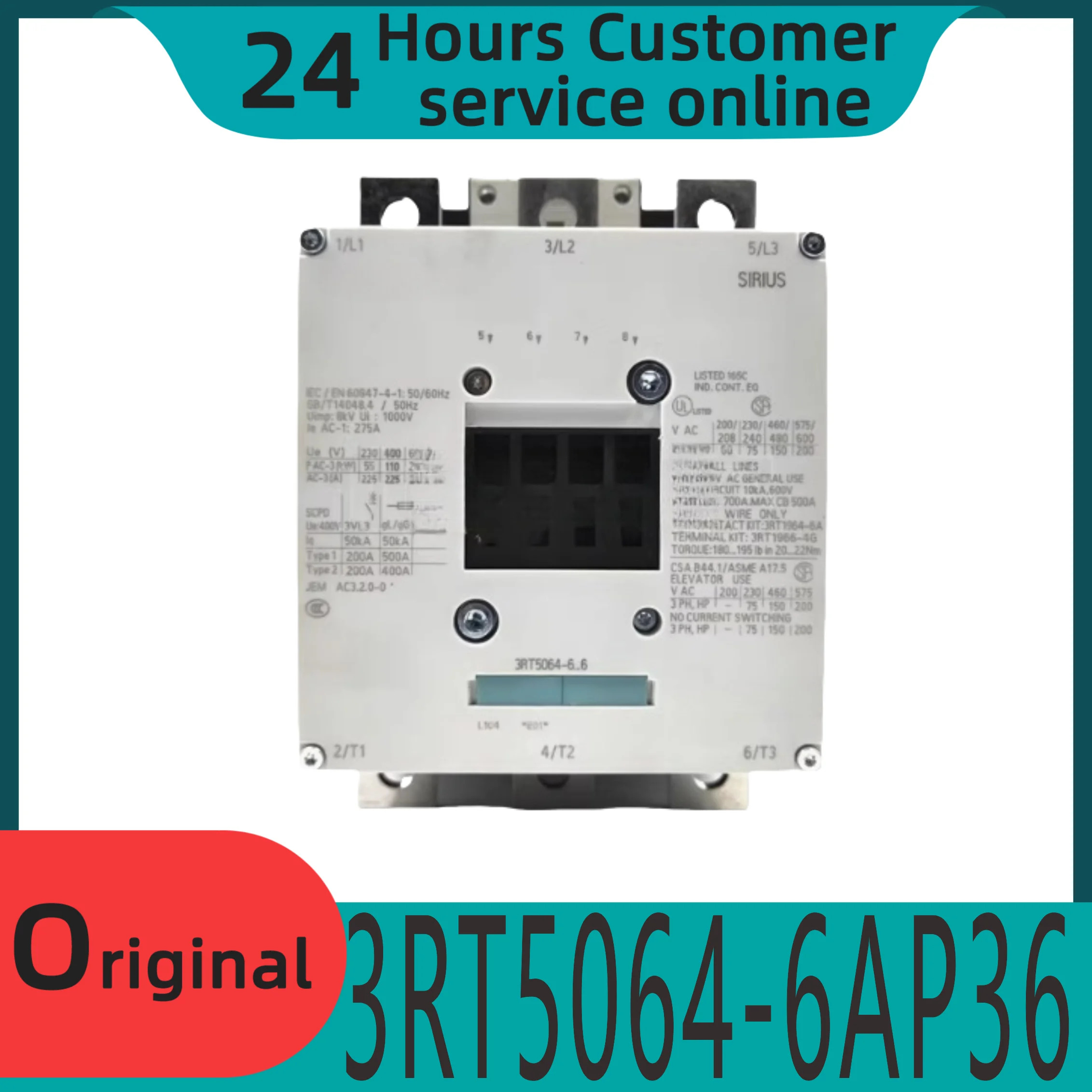 원본 3RT5064-6AP36 접촉기 6AF36 636 110 220 380V 275A