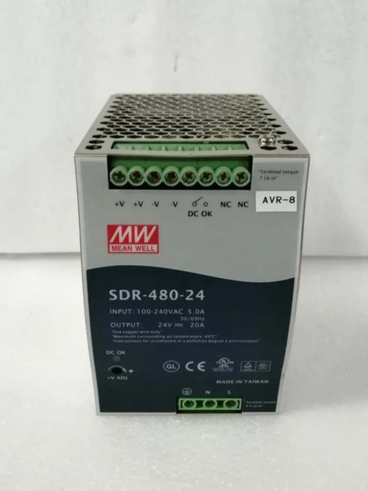 SDR-480 대만 Mingwei 24 V 48V 레일 DC 스위칭 전원공급장치 480W 액티브 PFC 고효율 신