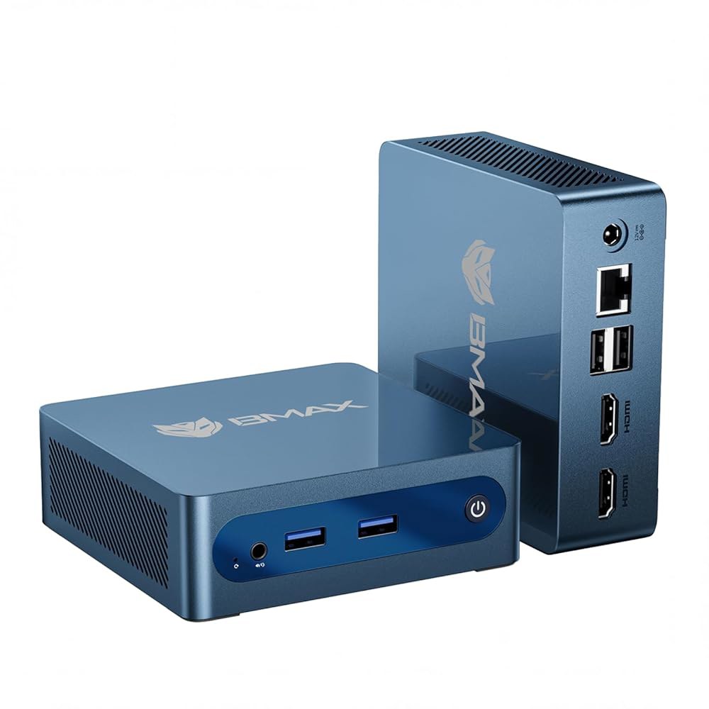 Bmax 미니 PC B1 플러스, 인텔 2.4G/5G 2.5GHz), 듀얼 및 가정/사무실용 지원 디스플레이 6GB RAM M.2 4K 데스크탑 컴퓨터 J3355(최대 (512GB - 상품 이미지