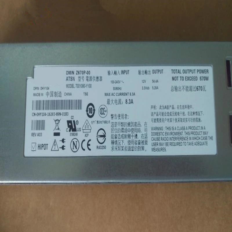 델 파워엣지 1950 670W 전원공급장치 Z670P-00 D670P-S0 7001050-Y100 DPS-670CB A HY104 HY105 UX459 A670P-00 신
