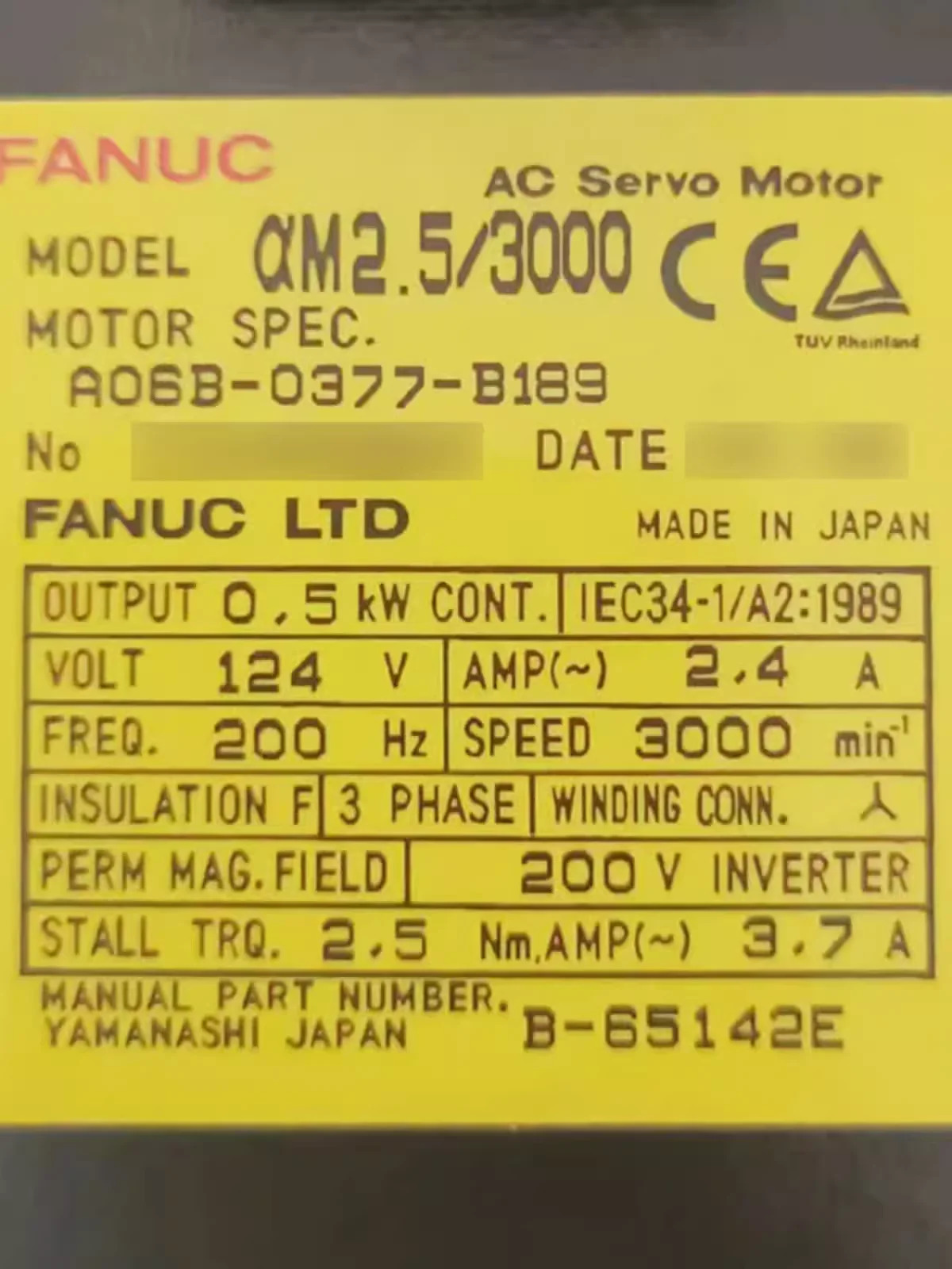 A06B-0377-B189 Fanuc 서보모터 리퍼 완료 Ok A06B 0377 B189