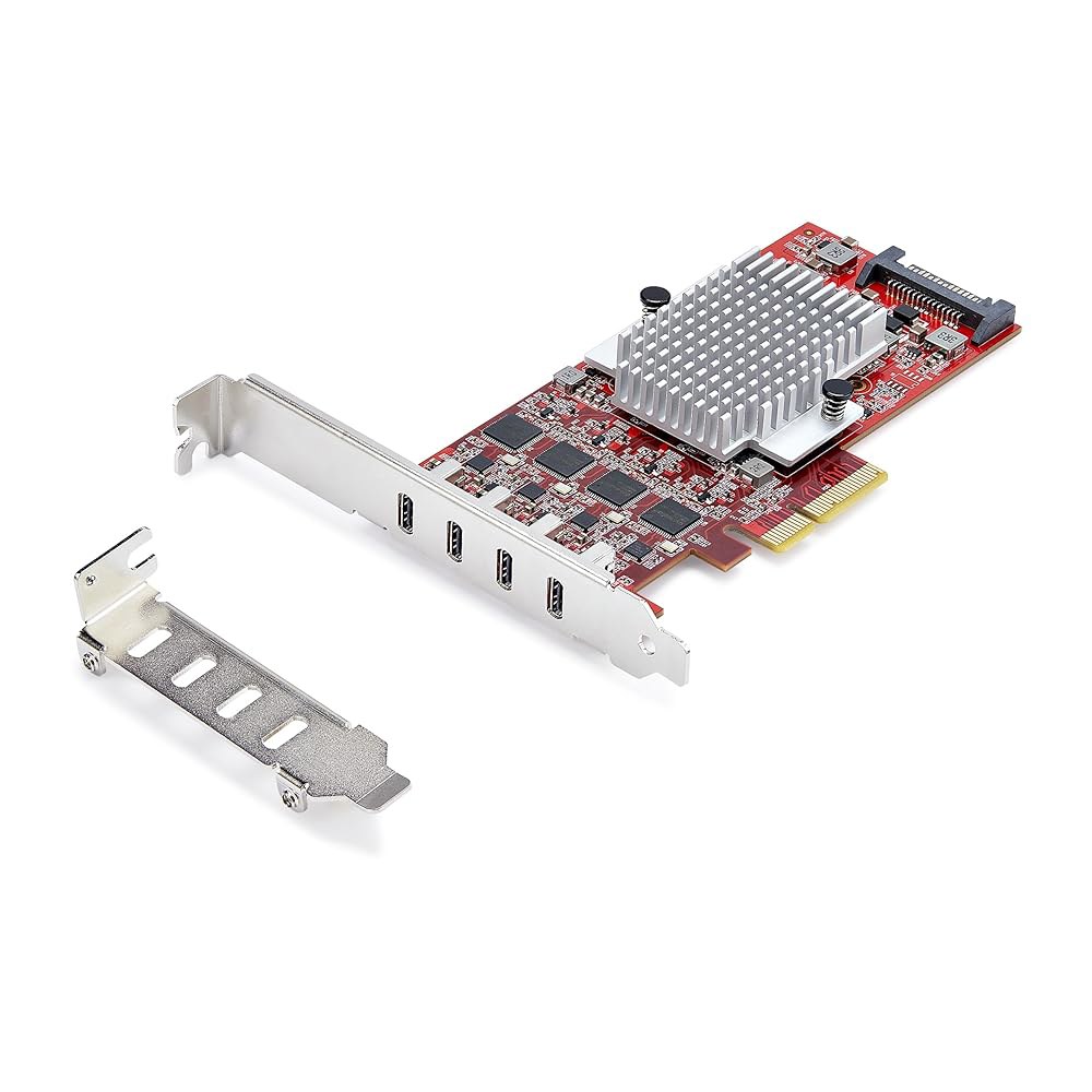 StarTech.com 4포트 USB-C 10Gbps PCIe 카드, 4배 독립 USB 3.2 컨트롤러, PCI Express 3.0, 표준 프로필, TAA USB-A - 상품 이미지