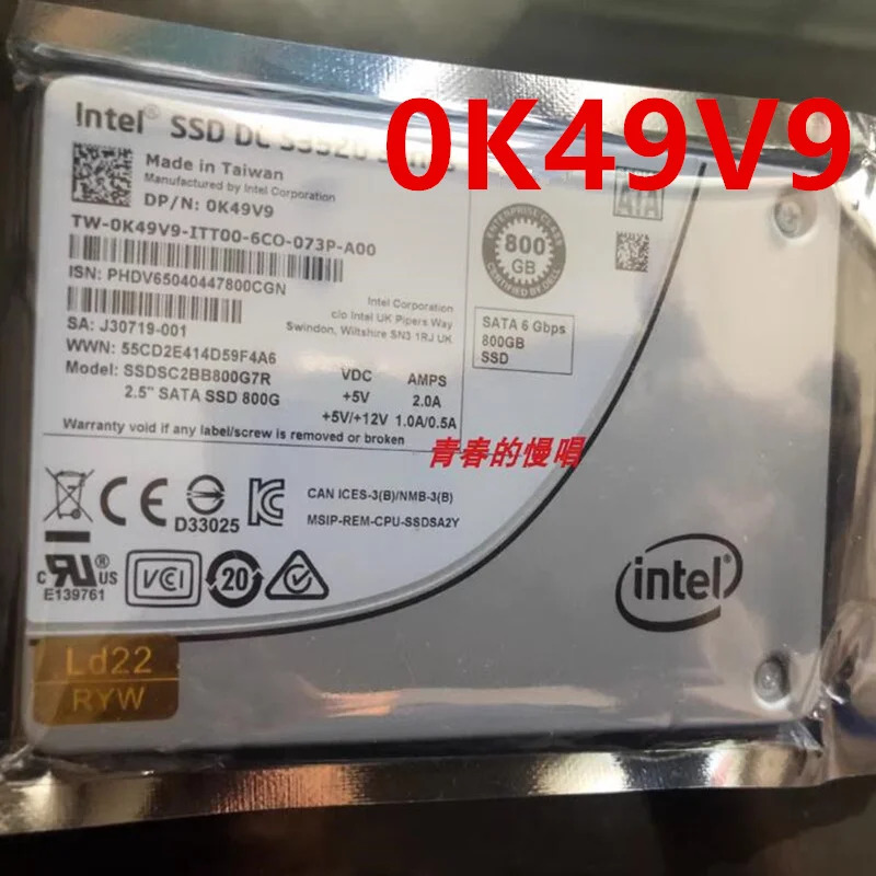 DELL SSD DC S3520 오리지널 솔리드 스테이트 드라이브 800GB 2.5 인치 SATA 0K49V9 K49V9 SSDSC2BB800G7R 거신