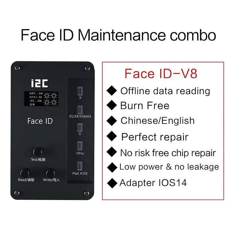I2C ID -V8 교체 도트 매트릭스 케이블 폰 12 11 프로 맥스 XS X프로그래머 페이스 수리 도구