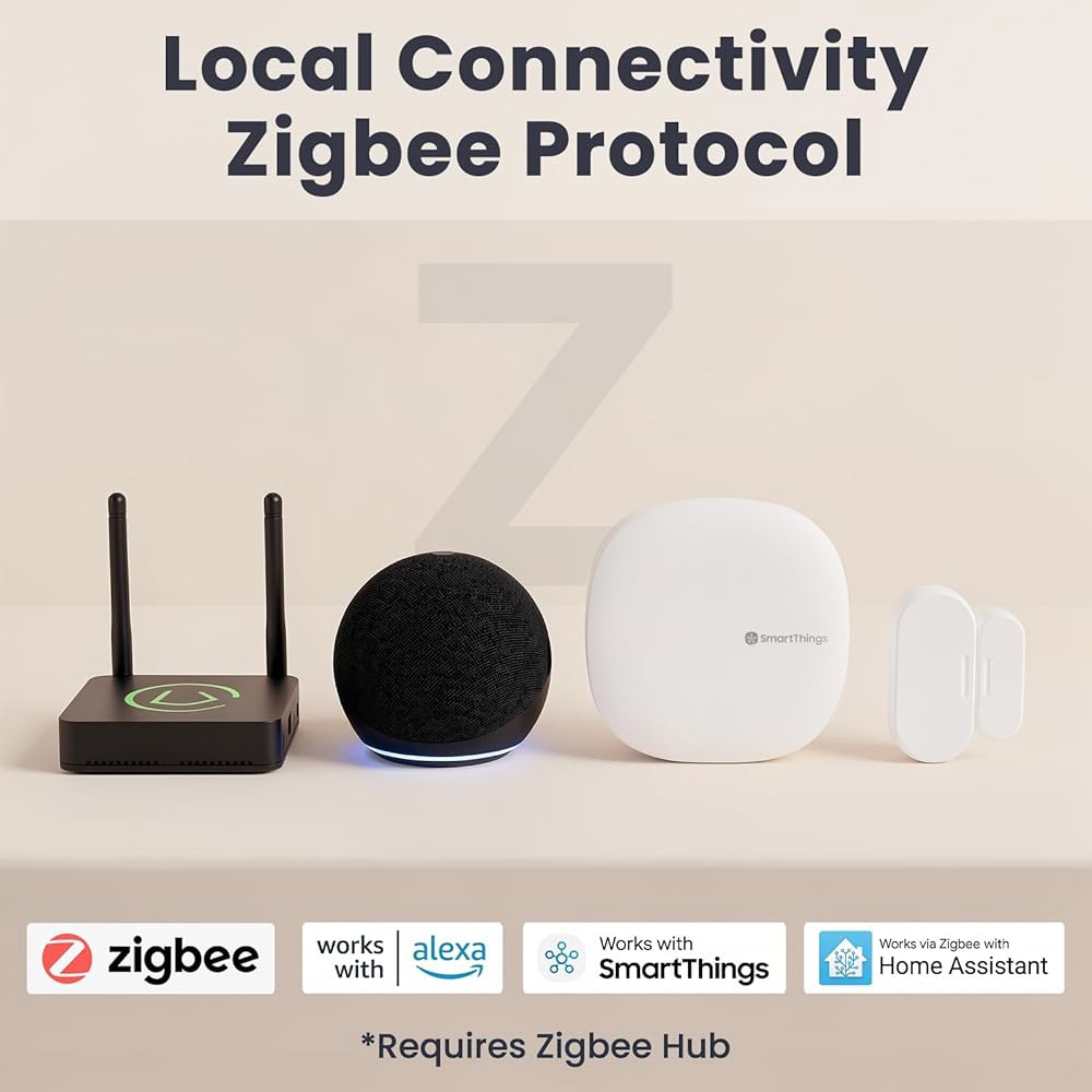 지그비 도어 센서 2팩, 도어용 미니 홈 허브 어시스턴트, 및 접촉 Aeotec 알렉사, 스마트 (지그비 필요) 센서, SmartThings, Homey와 호환 오토메이션, Hub - 상세 이미지 2