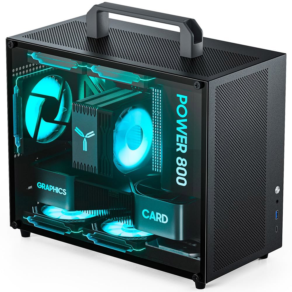 Micro ATX 케이스 미니 PC 컴퓨터 강화 공기 GPU 유리 관리 운반 케이블 풀 블랙 후면 탈착식 사이즈 - 지원 액체 Matx 최적화된 손잡이 흐름 240mm 쿨러 - 상품 이미지