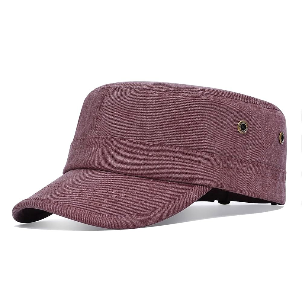 보트벨라 빈티지 워싱 코튼 카데 아미 캡 조절 가능한 남성용 군용 플랫 모자 Army Green One Size - 상품 이미지