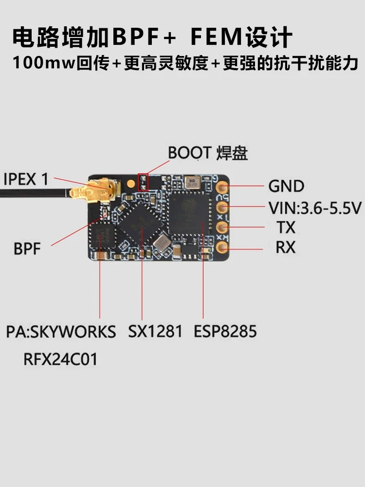 ELRS 수신기 2.4GFPV 고정익 항에어 모델