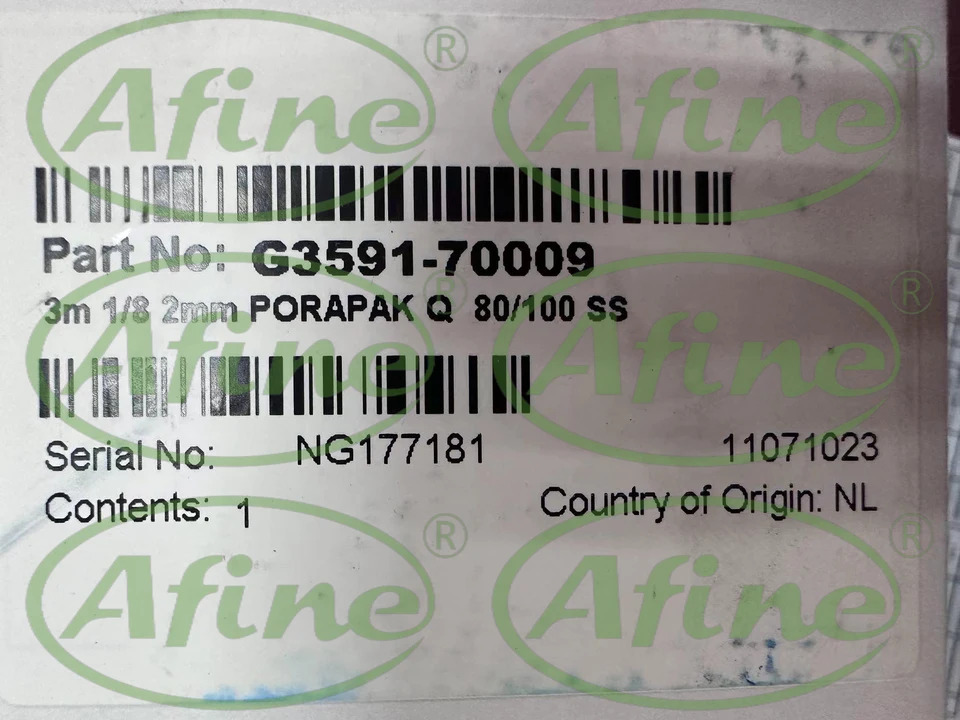 AFINE Agilent G3591-70009 PoraPak Q GC 럼 80/100 메쉬 3 m x 1/8 인치 2mm 스테인레스 스틸