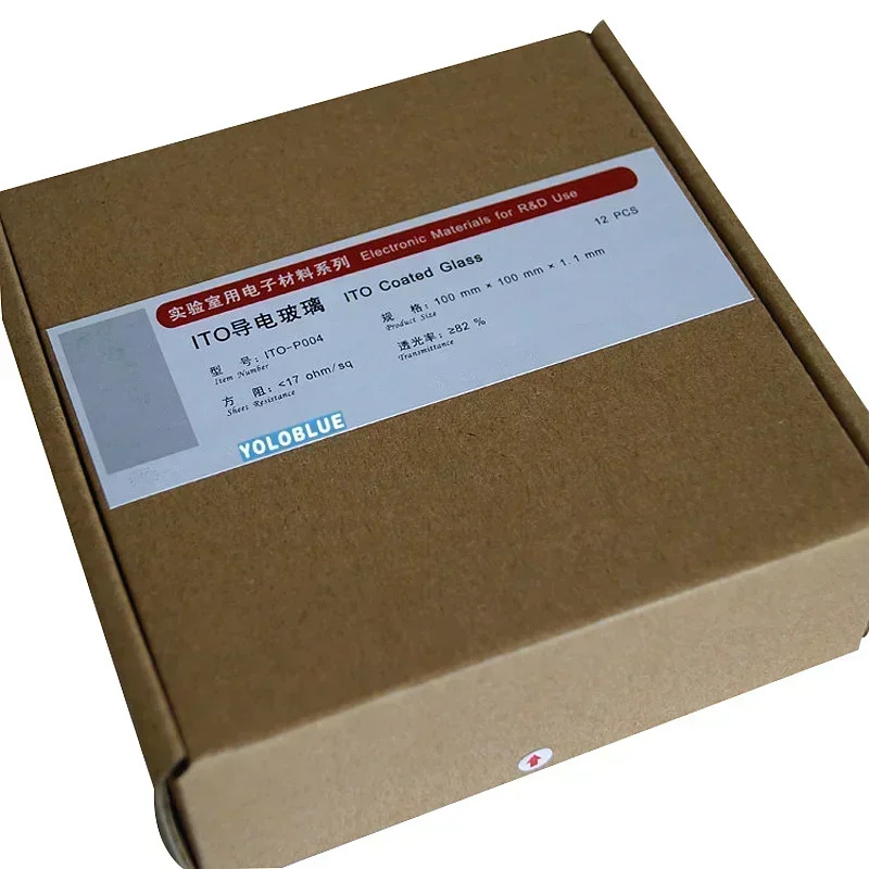 12Pcs 7 ohm/sq 미만 100x100x1.1mm 실험실 투명 전도성 인듐 주석 산화물 ITO 유리