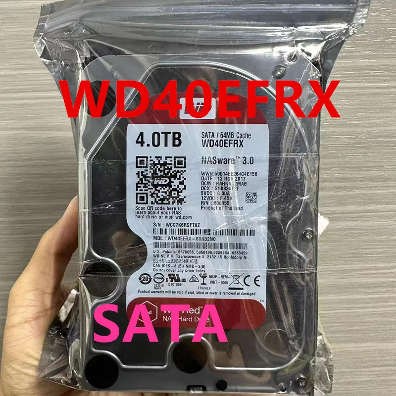 WD 4TB SATA 3.5인치 7.2K 128MB 데스크탑 하드 드라이브 WD40EFRX새 원본
