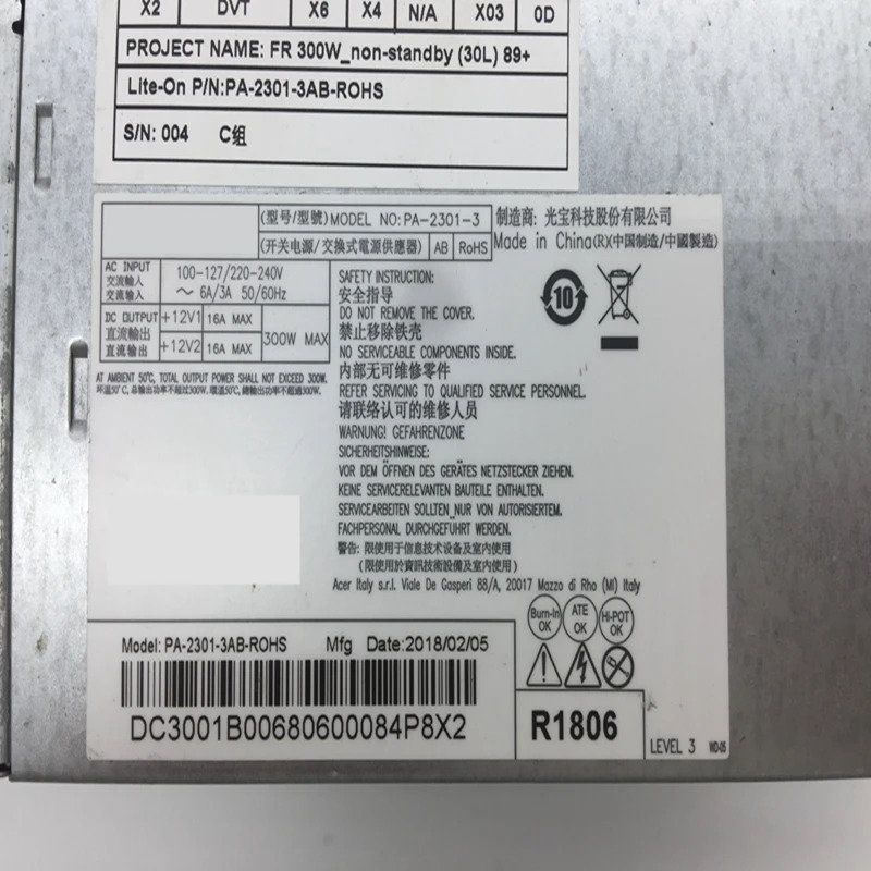 LiteonPSU 전원공급장치 PA-2301-3 D17-300P2A 6 핀 300W 신