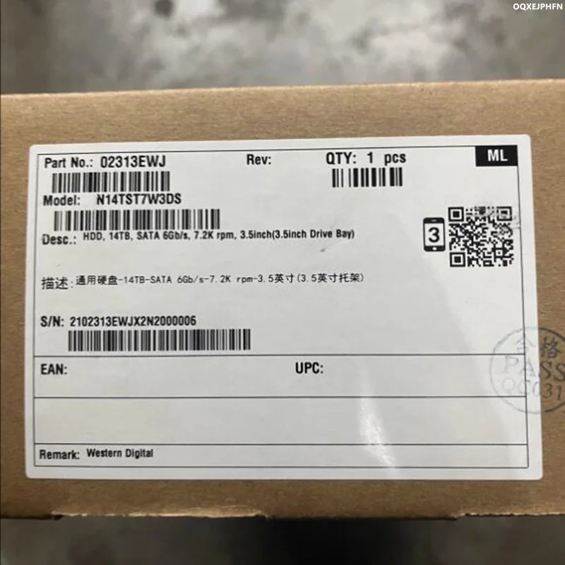 화웨이호환 2283V3 오리지널 하드 14TB SATA 3.5 인치 7200RPM 256MB 서버 HDD 02313EWJ N14TST7W3DS WUH7214ALE6LO