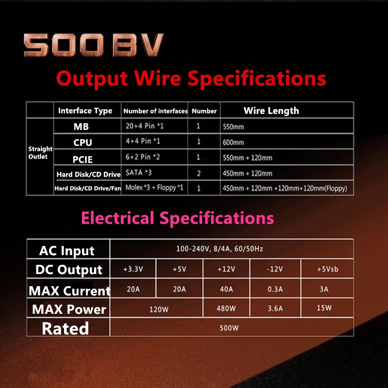 EVGA 80 플러스 브론즈 RTX2060 RX570 PSU 무소음 전원공급장치 500W 450W 500BV 450BV 신
