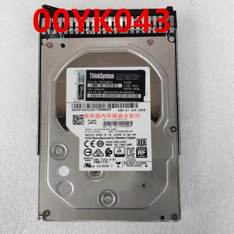 오리지널 새 하드 Lenovo호환 SR650 SR850 10TB SATA 3.5 인치 7.2K 256MB 서버 HDD 7XB7A00054 00YK043