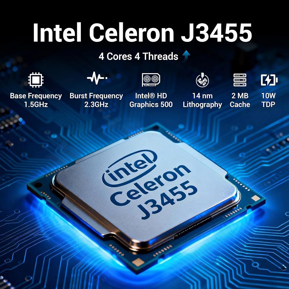 OuuOee Fanless 미니 PC 스틱, 마이크로 데스크탑 소형 (1.5GHz), 64GB 4K 60Hz USB3.0 이더넷 기가비트 2 X 4GB eMMC 셀러론 컴퓨터 J3 - 상세 이미지 2