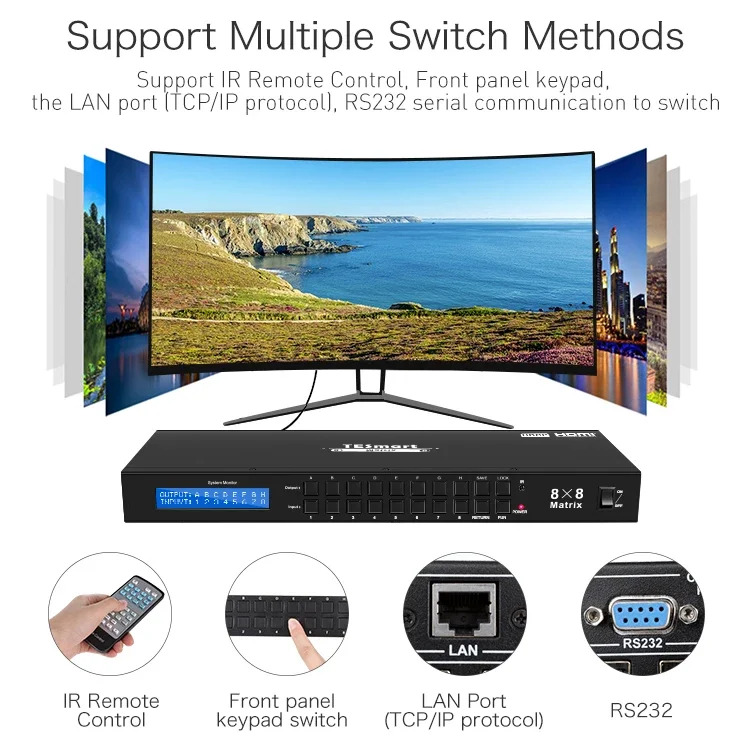 TESmart 랙 마운트 HD HDMI 매트릭스 스위처 4K x 2K 30HZ LAN 포트 제어 지원