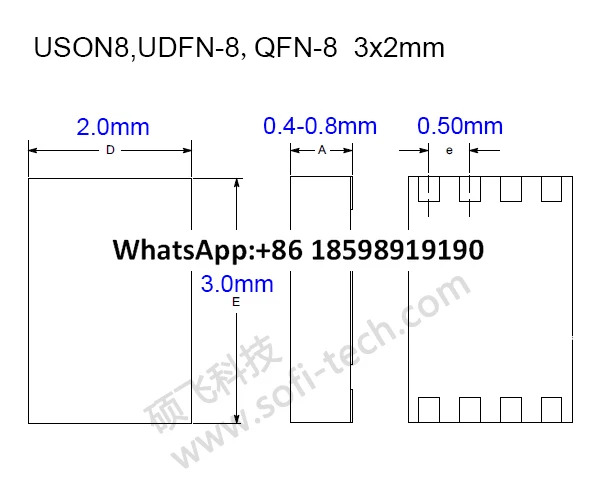 USON8 UDFN8 QFN83 x 2 TO DIP8 버닝 블록 SF-QFN8-3X2A