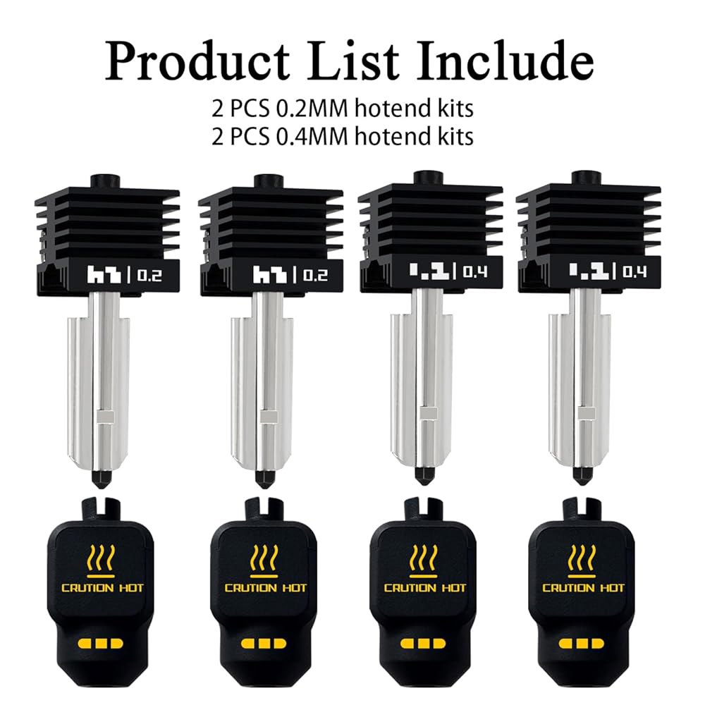 P2S/X2D/H2S/H2D/A1/A1 미니 콤보 노즐 프린트 헤드 실리콘 스틸 핫엔드 압출기 키트 3D 히터 핫 탈착식 0.2MM 경화 4팩 Bambu 커버 싱크 프린터용 0.4 - 상세 이미지 2
