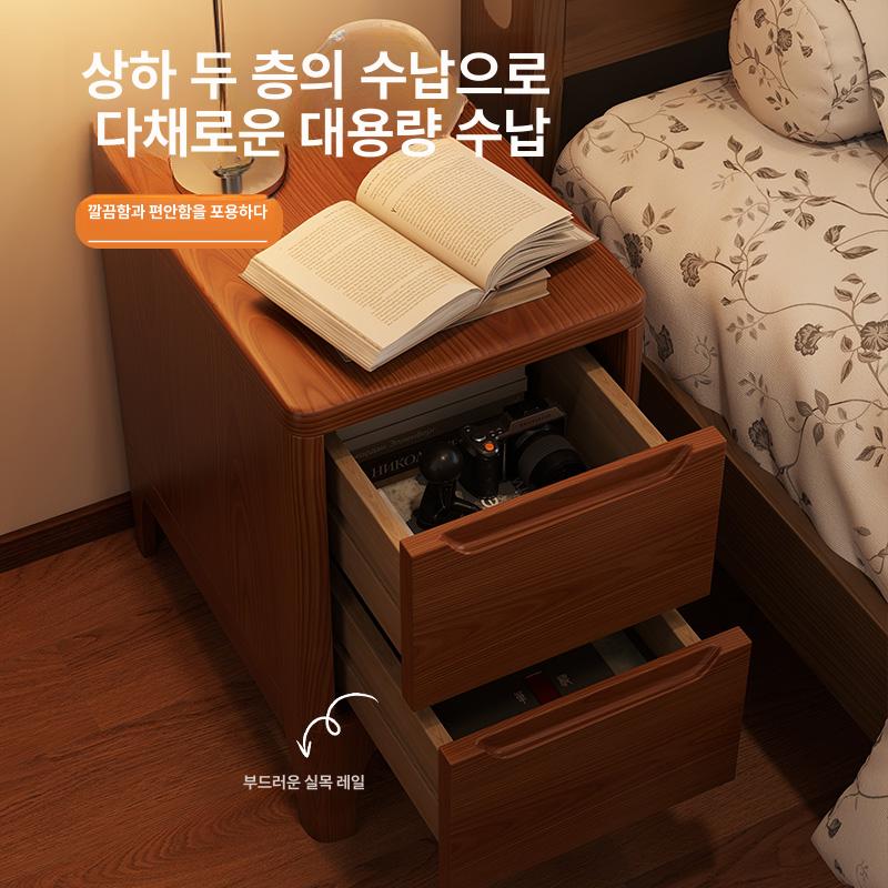미니 틈새협탁 원목 슬림 수납 사이드테이블 엔틱 북유럽 침실용 사이드서랍장 - 상세 이미지 3