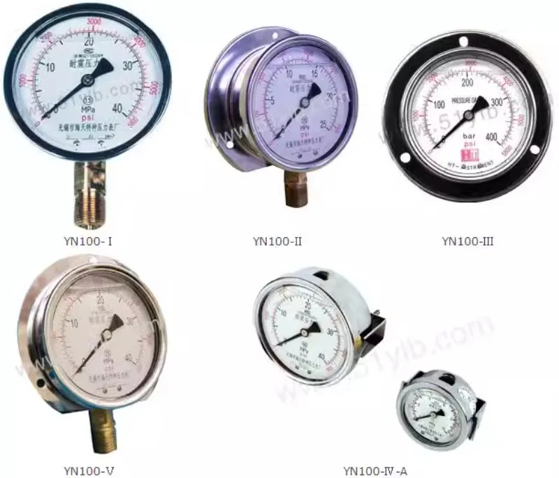ZFYB 충격 방지 진동 압력 게이지 YN100III-400bar 축 벨트 클램프 브래킷 5800psi 40MPA