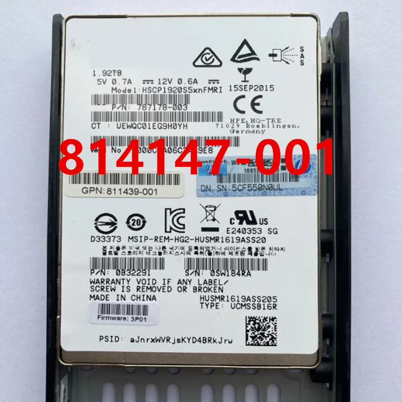 hp호환 1.92TB 2.5 인치 SAS SSD솔리드 스테이트 드라이브 814147-001 787178-003 거신