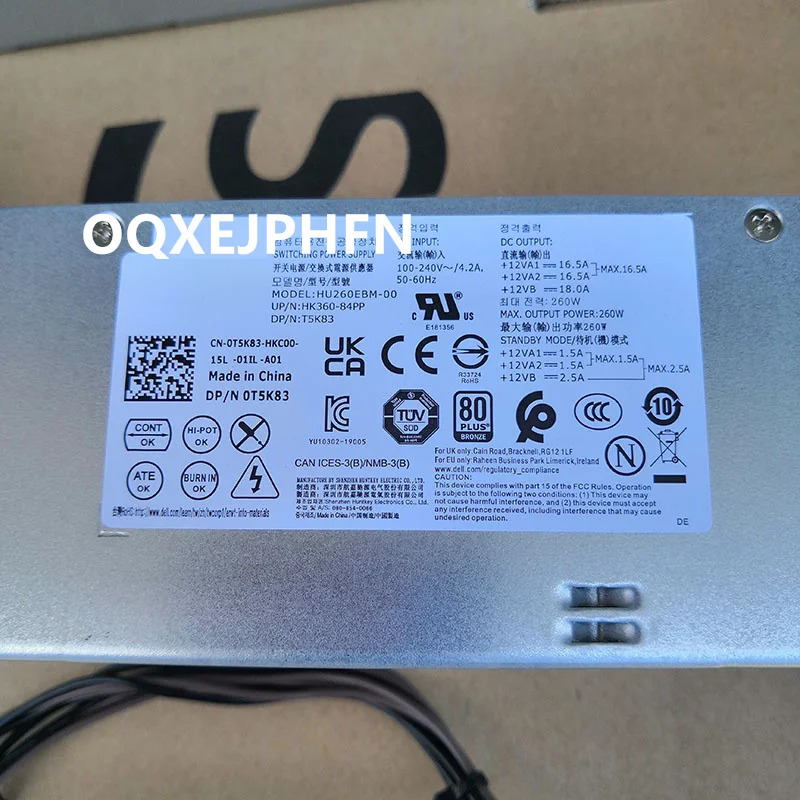 델 3080 5080 7080 7070 3990 3881 6 핀 260W 전원공급장치 0T5K83 0WYHR8 0JJJ4YW J17Y3 2KG1D D37PC HK360-84PP