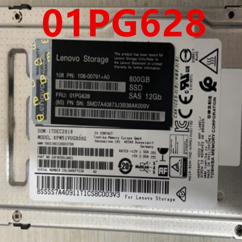 Lenovo호환 DE4000 DE2000H 800GB 2.5 SAS SSD 새 솔리드 스테이트 드라이브 01PG628 4XB7A14105 108-00791